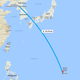Map showing that any launch of a missile from North Korea towards Guam would have to travel over Japanese airspace (Google Maps)